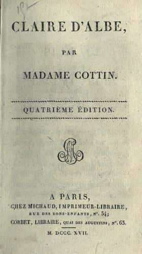 Cover of Claire d'Albe